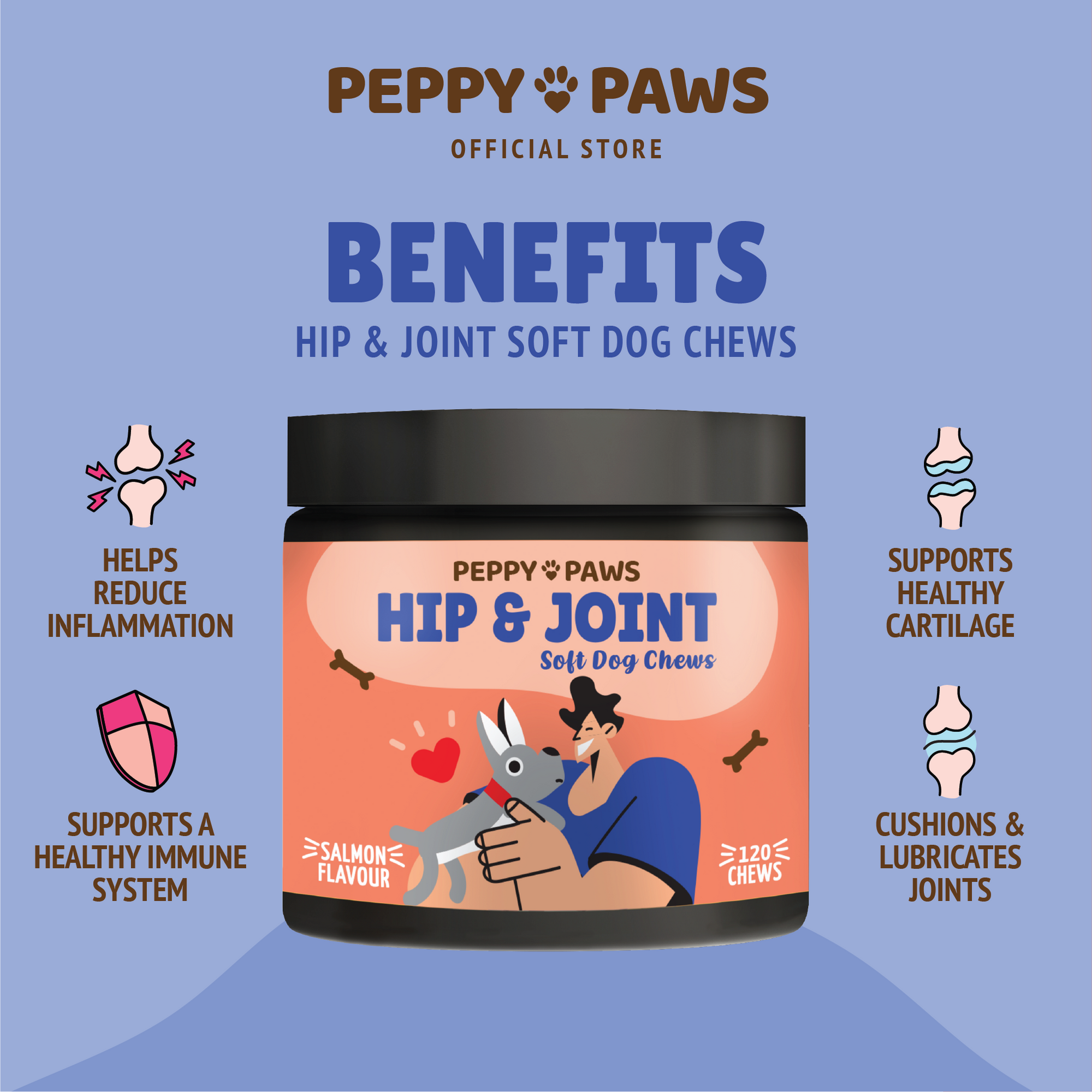 Peppy Paws Hip &amp; Joint Soft Dog Chew (120 Chews)