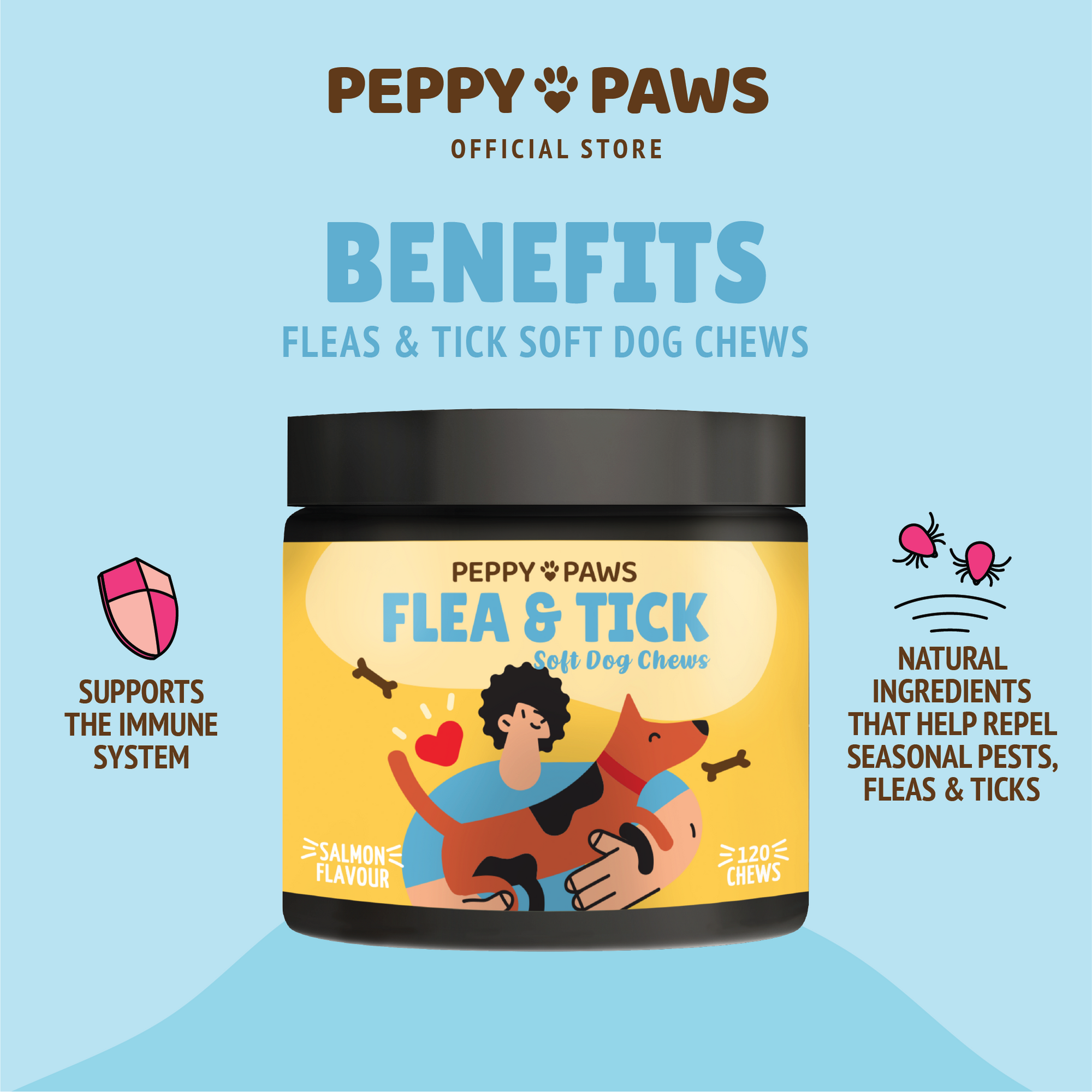 Peppy Paws Flea &amp; Tick Soft Dog Chews (120 Chews)