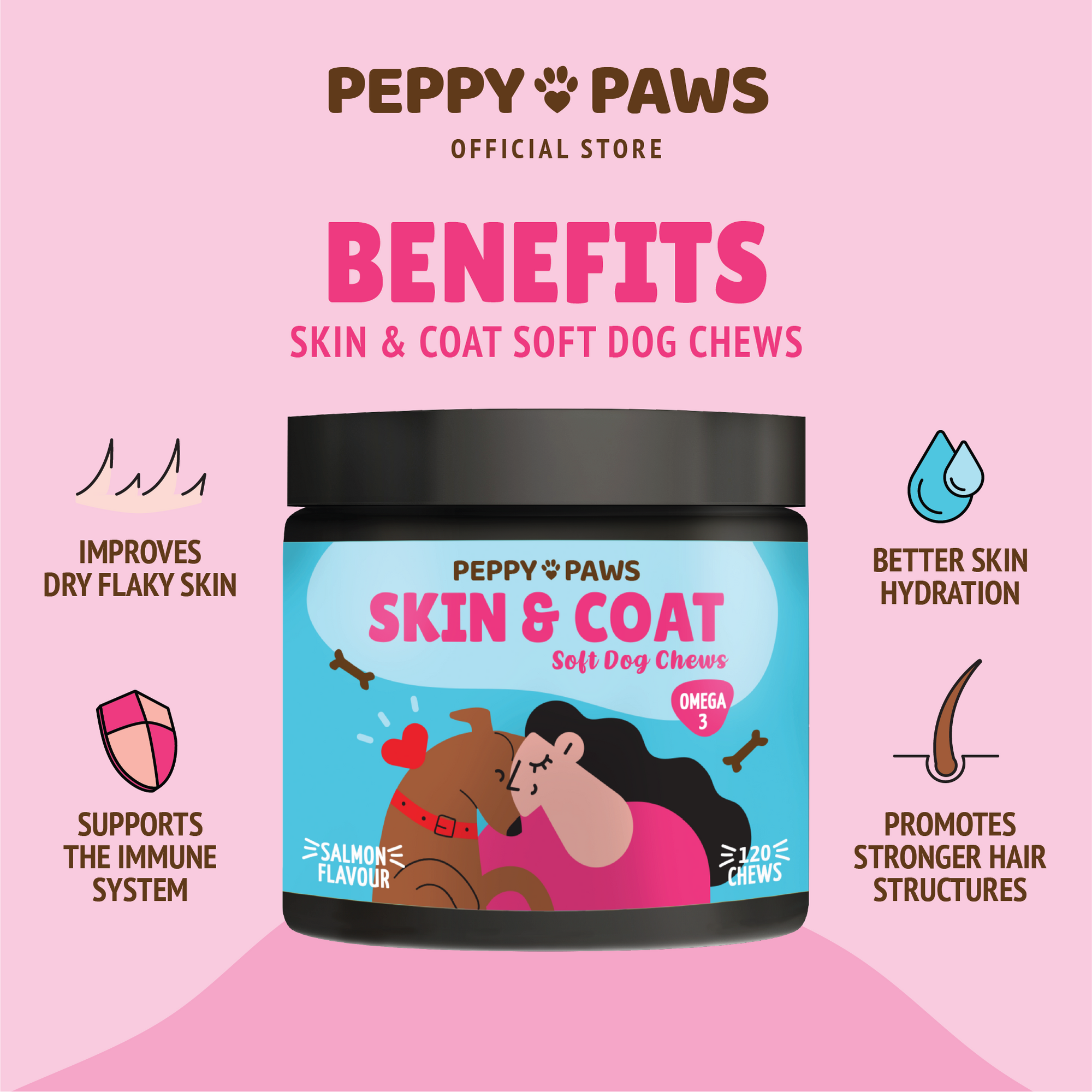 Peppy Paws Skin &amp; Coat Soft Dog Chews (120 Chews)