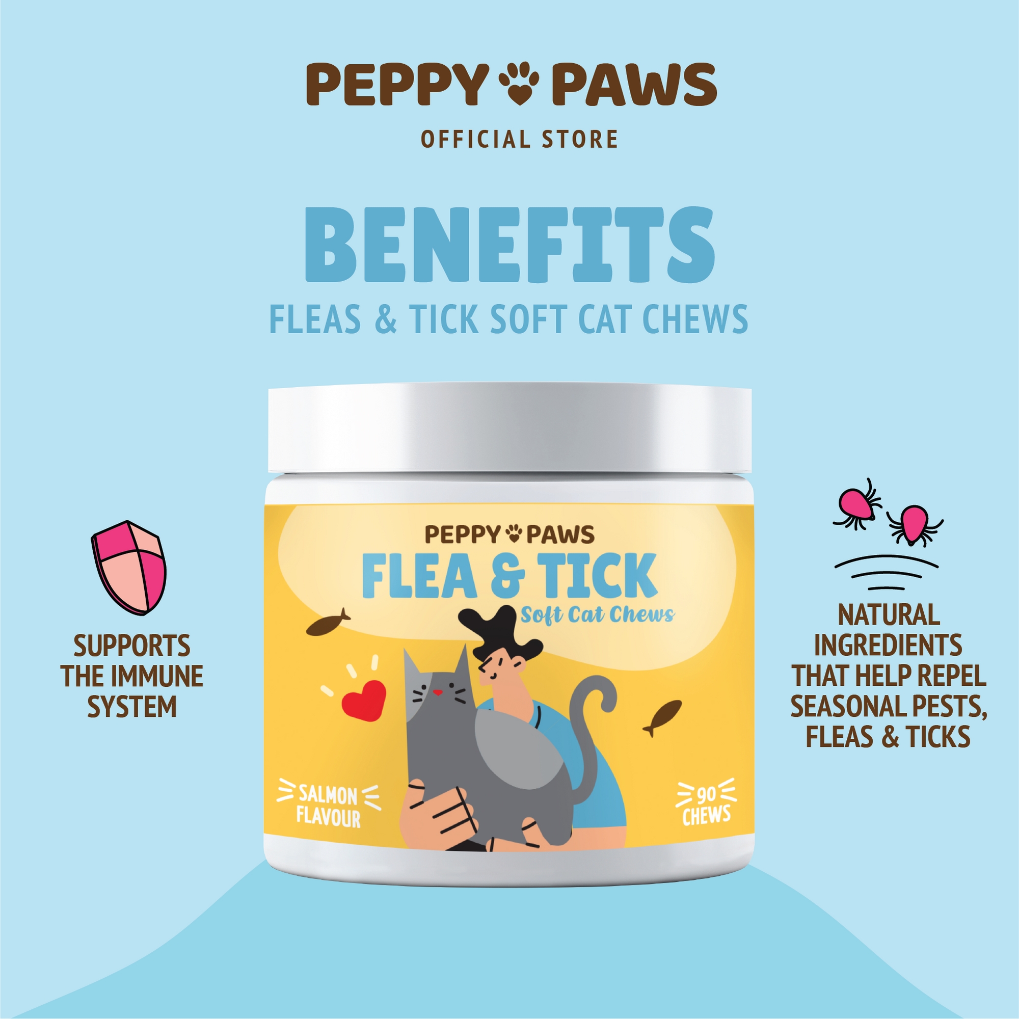 Peppy Paws Flea &amp; Tick Soft Cats Chews (90 Chews)