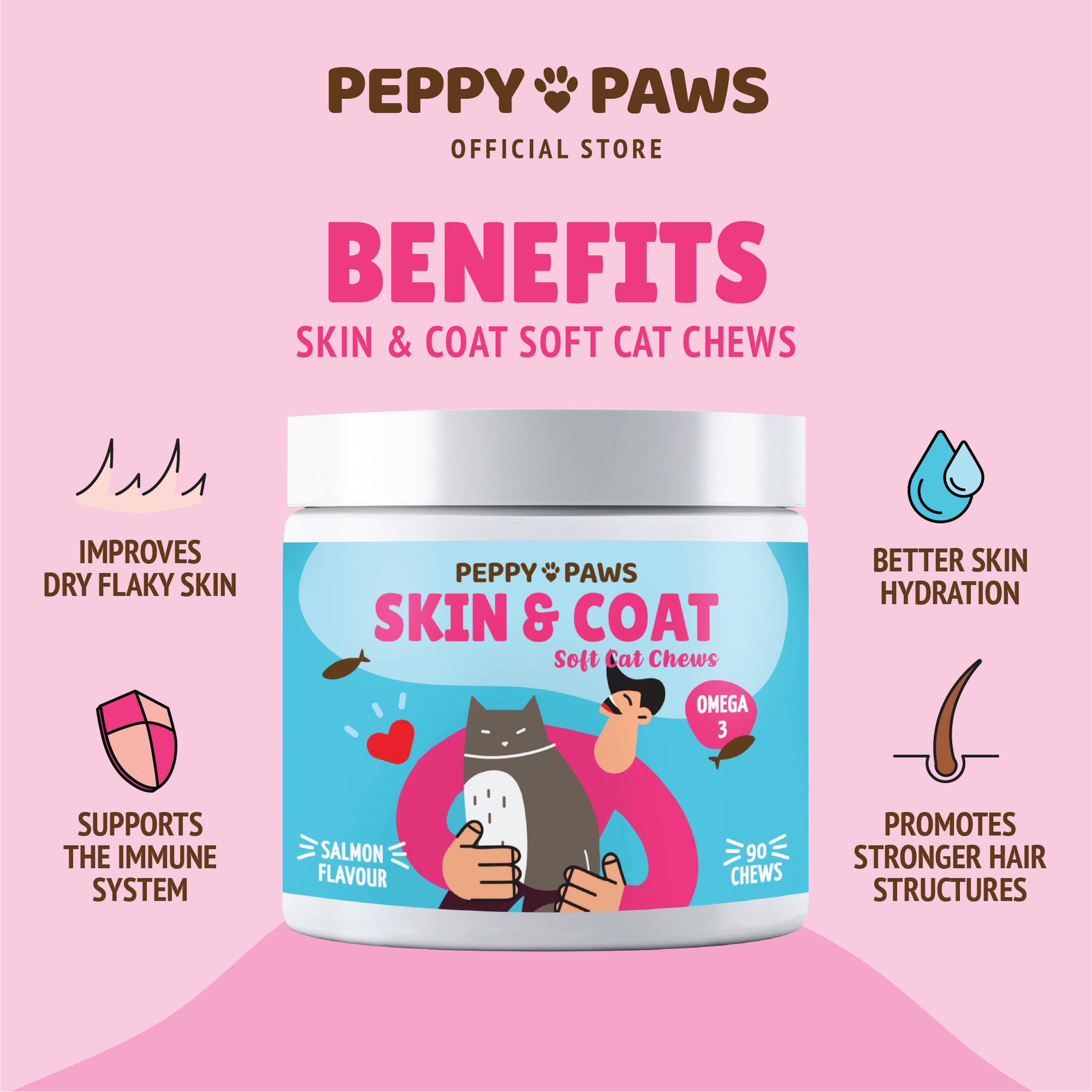 Peppy Paws Skin &amp; Coat Soft Cat Chews (90 Chews)