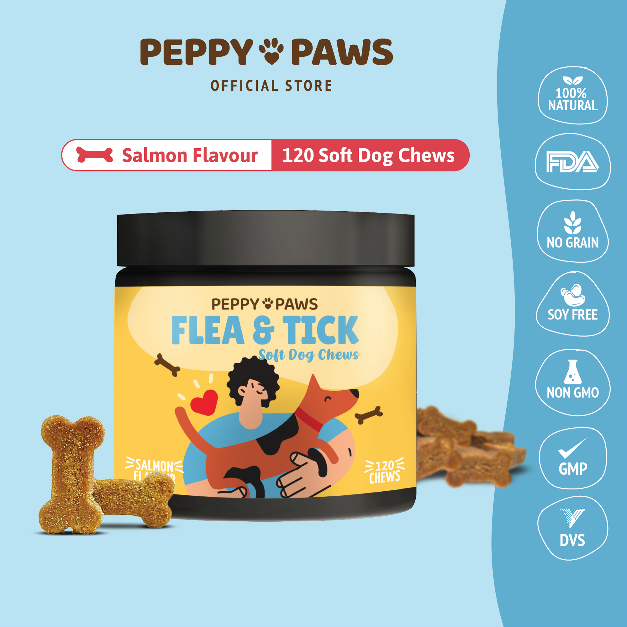 Peppy Paws Flea &amp; Tick Soft Dog Chews (120 Chews)