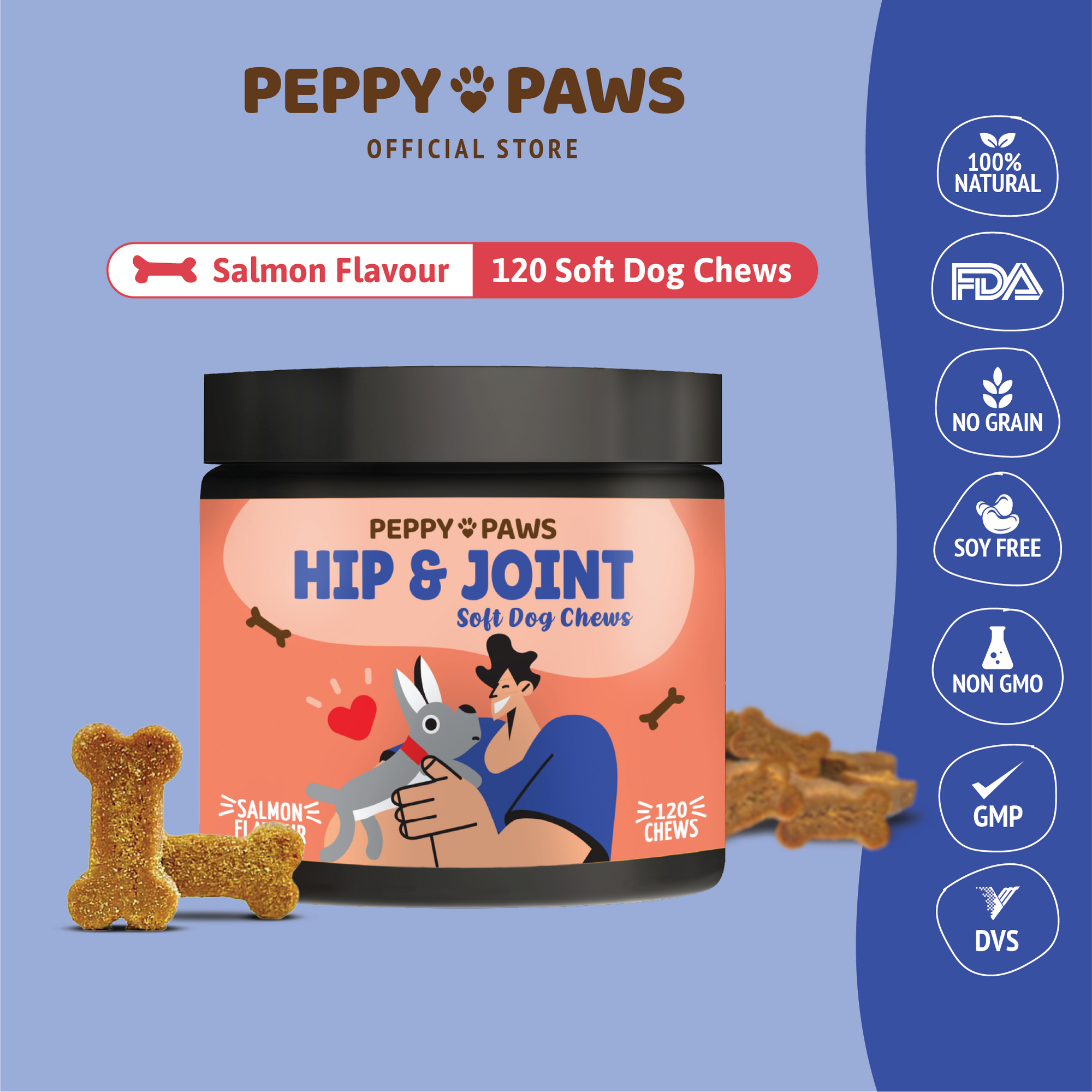 Peppy Paws Hip &amp; Joint Soft Dog Chew (120 Chews)