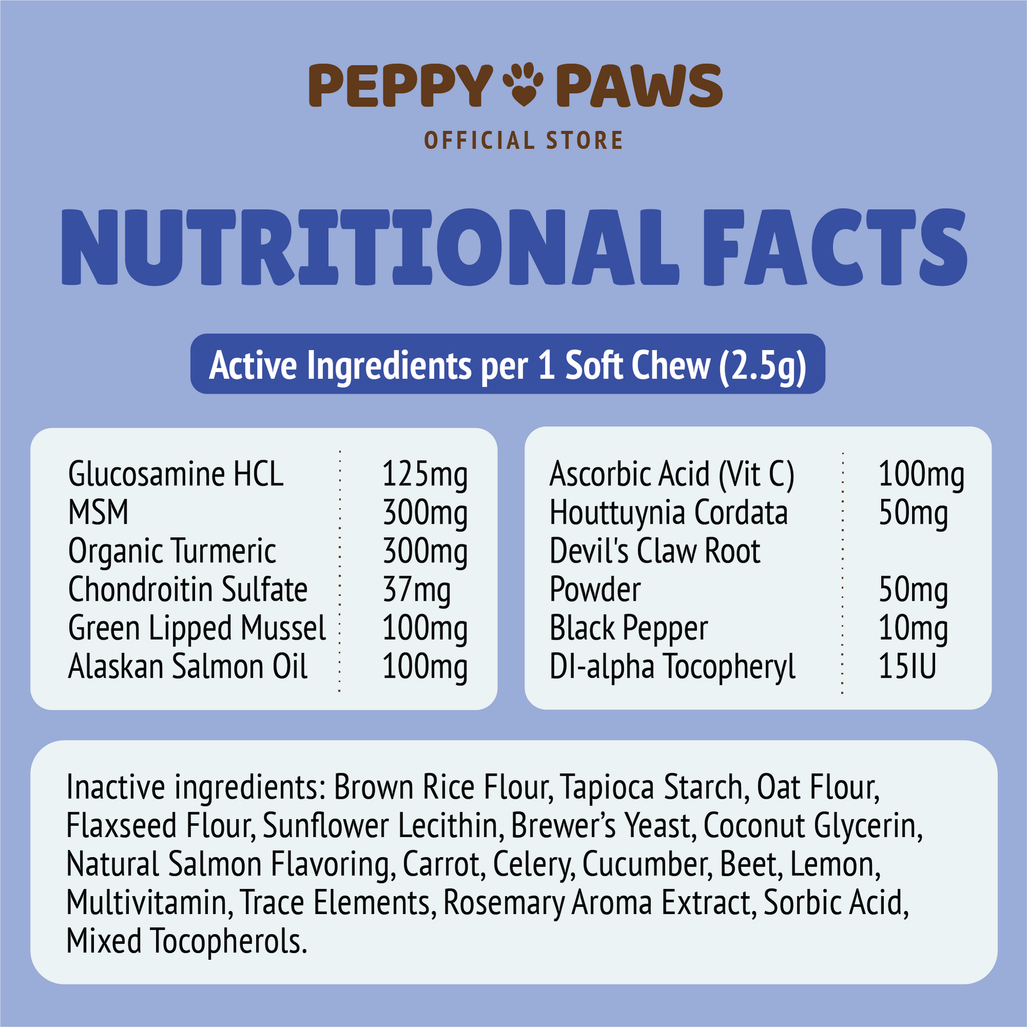 Peppy Paws Hip &amp; Joint Soft Dog Chew (120 Chews)