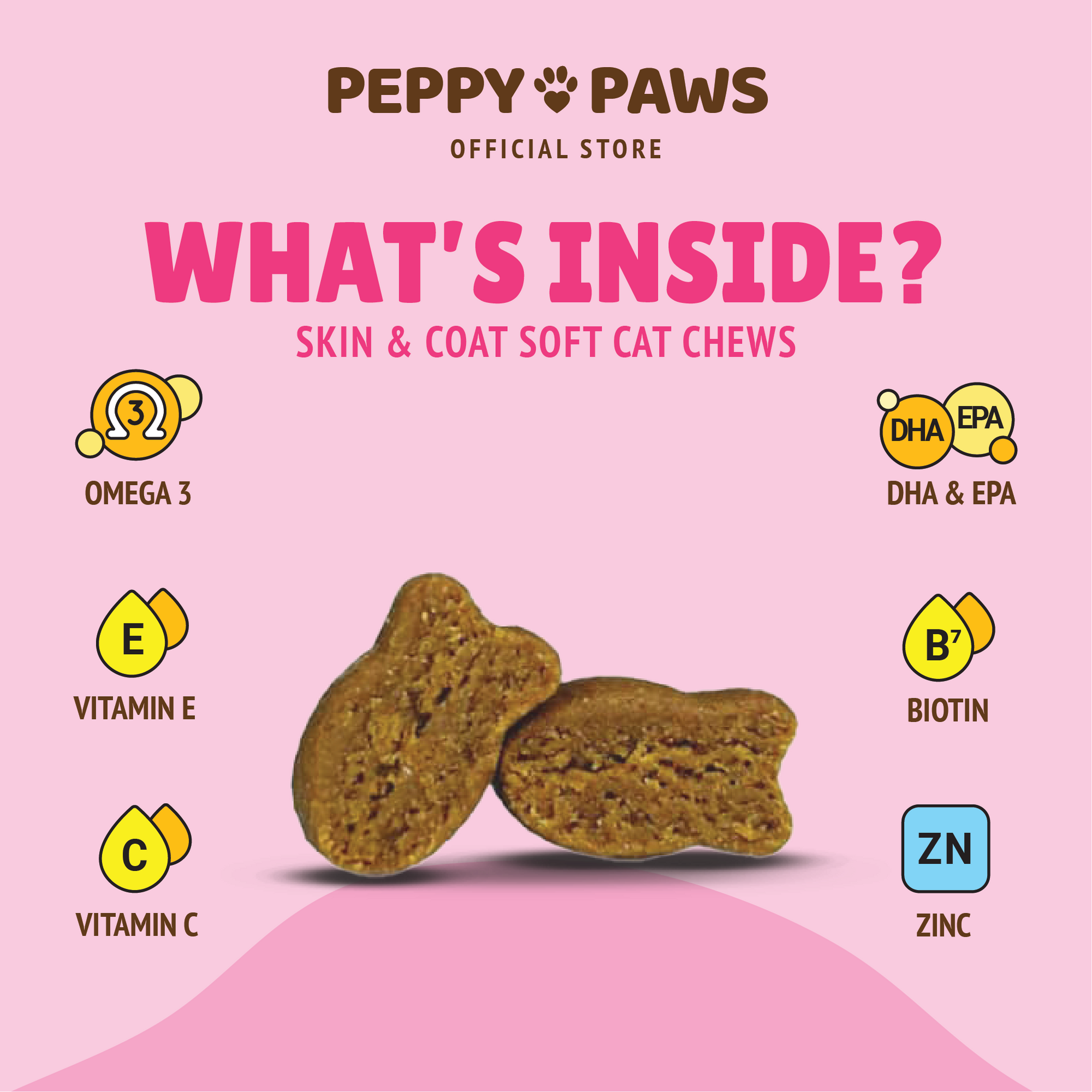 Peppy Paws Skin &amp; Coat Soft Cat Chews (90 Chews)