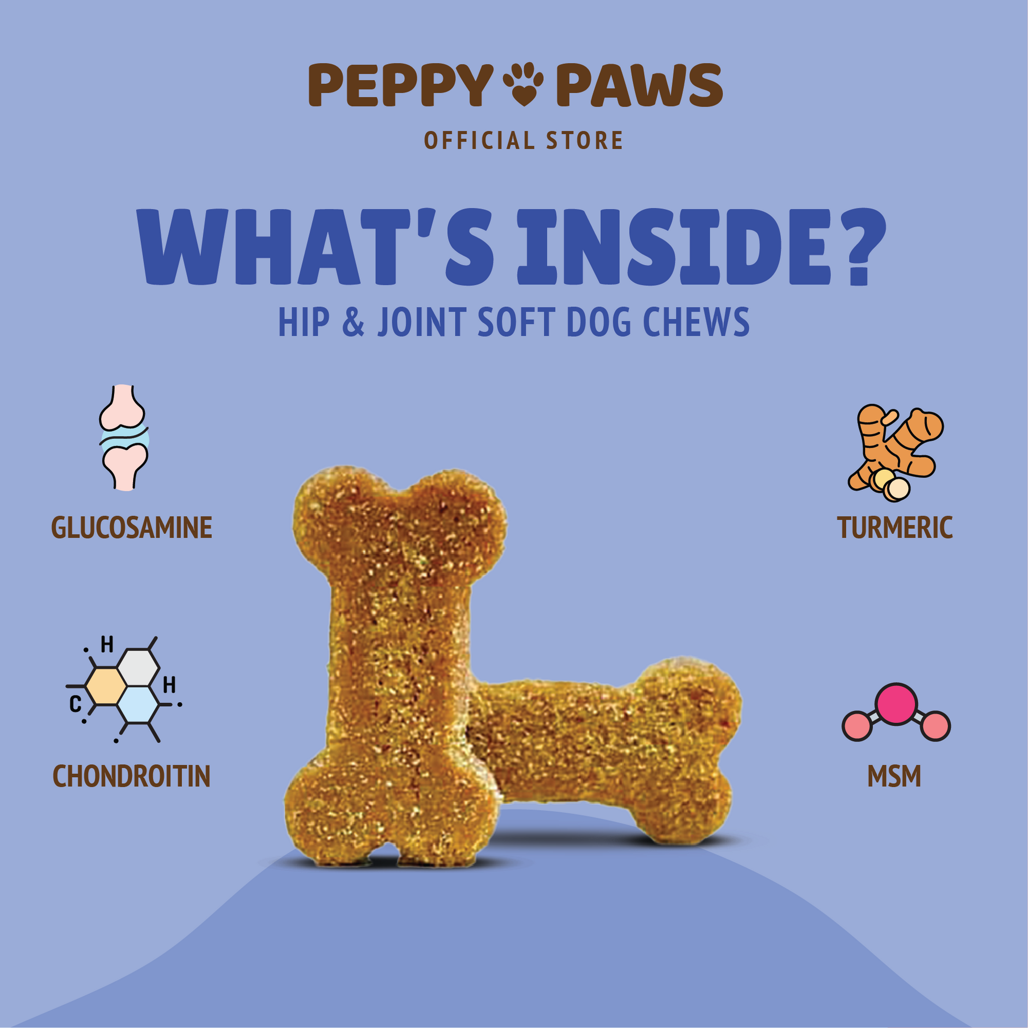 Peppy Paws Hip &amp; Joint Soft Dog Chew (120 Chews)